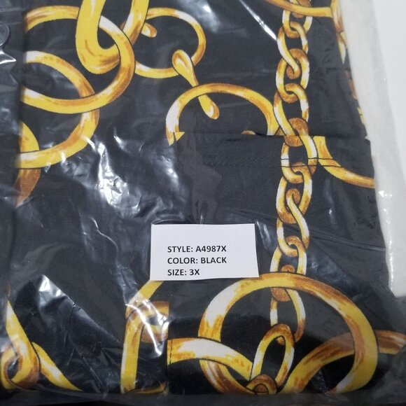 NWT JULIA by LOVE J Two Tone Chain Print Button Front Shirt Color Black Size 3XL - Picture 5 of 6